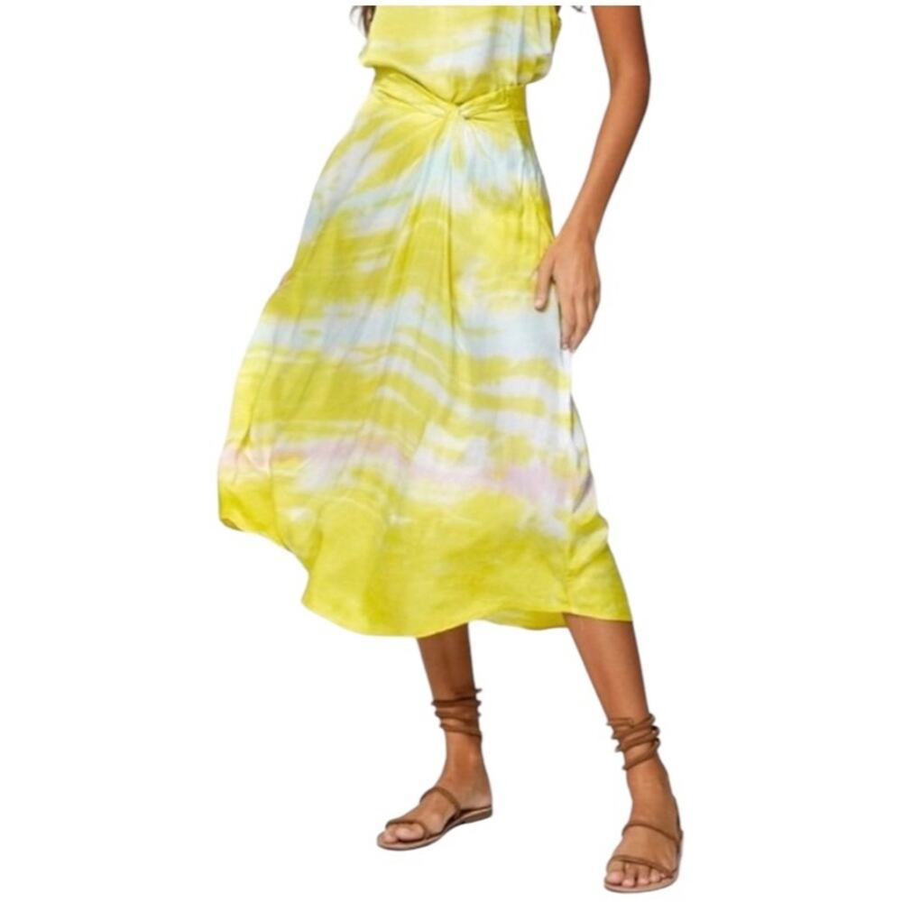 NWT Young Fabulous & Broke Savanna Yellow Satin Midi Skirt XS